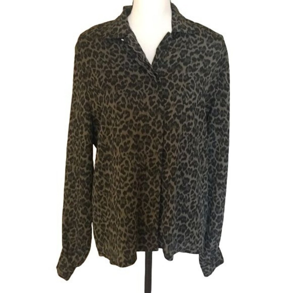 Green Leopard Print Blouse